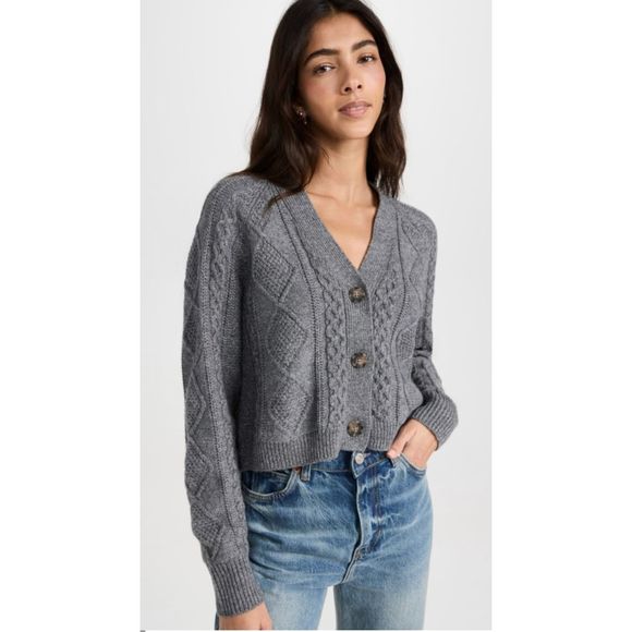 Madewell Sweaters - Madewell Shimmer Cable Knit Cropped Cardigan